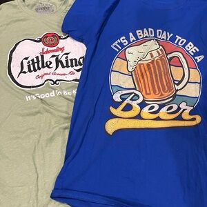 Men’s Beer T-Shirts Tees Little Kings Green T-Shirt lot of 2 size small